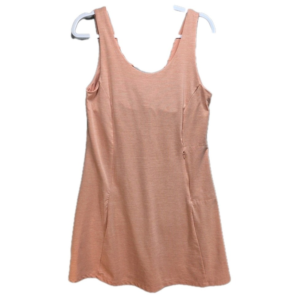 Avalanche Tank Dress Womens Sz L Peach Pocket Sleeveless Sporty Shelf Bra Active